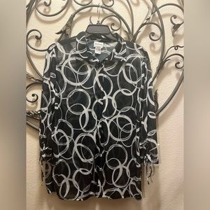 Sheer black and white blouse